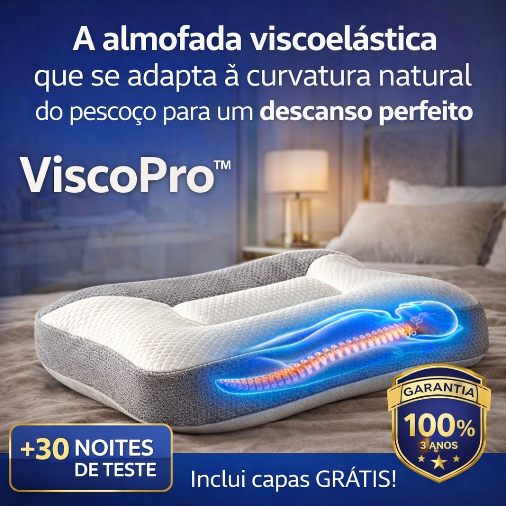 1+1 GRATIS HOJE! A única almofada viscoelástica que se adapta à curvatura do pescoço para voltar a descansar sem dores e deixe de gastar dinheiro em tratamentos. (Inclui capas GRÁTIS + 30 noites de teste) - ViscoPro™